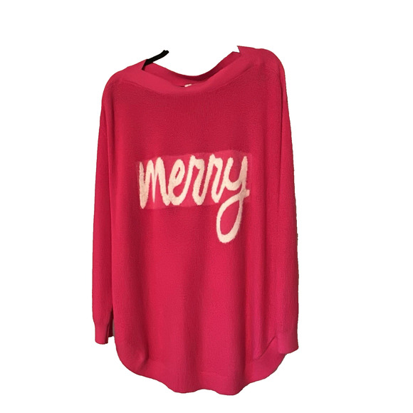 Astrologie Hot Pink Merry Long Sleeve Sweater Soft XXL Christmas Holiday Woman's - Picture 1 of 5